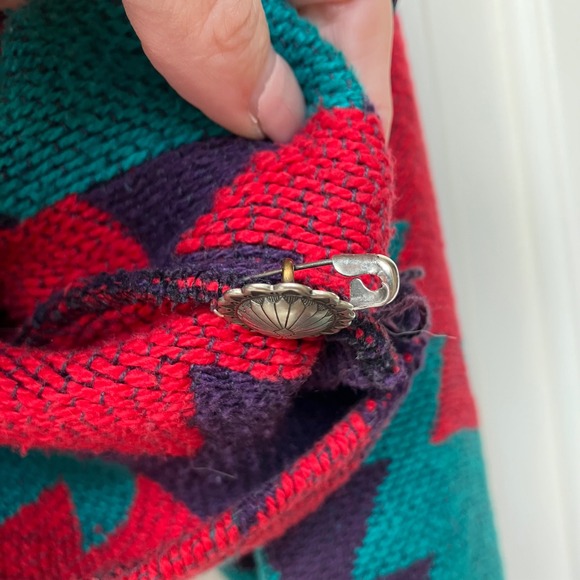 Silverado Southwestern Jacket Women's Medium Red Teal Geometric blanket Cotton - Picture 5 of 13